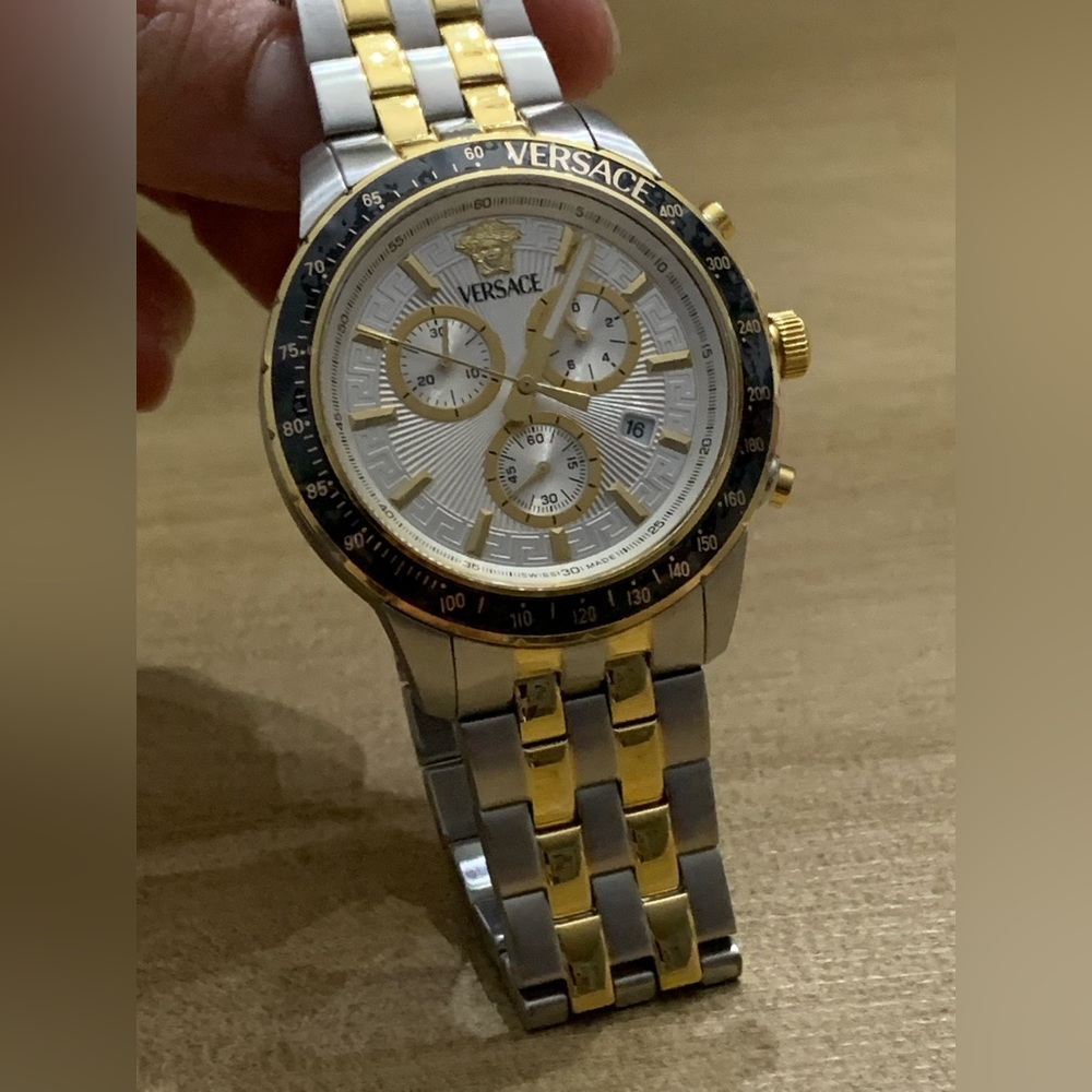 Versace Men's Sport Chrono Two-Tone Stainless Steel Bracelet Watch, 44mm